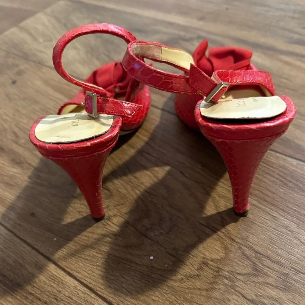 Kate Spade Vibrant Red Bow Slingback Heels
